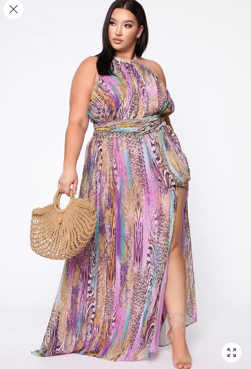 Fashion Nova Dresses & Skirts - Fashion Nova Infinite Love Halter Neck Front Split Maxi Dress Size 1X NWT Purple